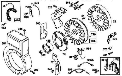 Flywheel Assembly Diagram and Parts List for 135200  Briggs and Stratton Engine